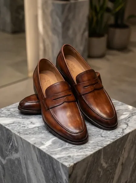 נעלי לופר עור איכותיות בגוון חום עשיר